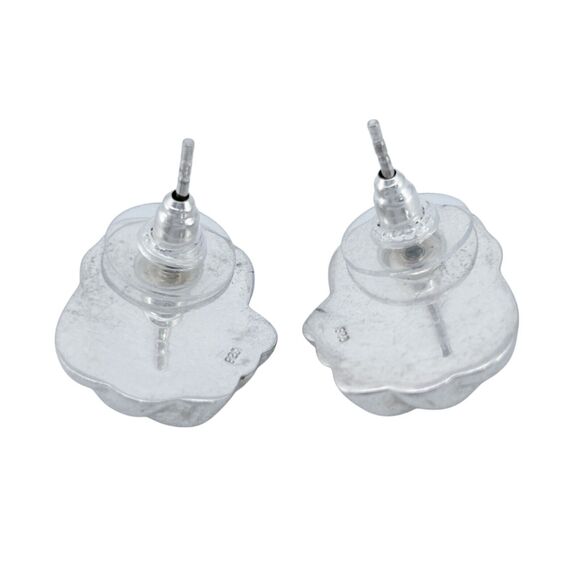 Vintage Sterling Silver 925 Textured Wave Earrings - Picture 4 of 6